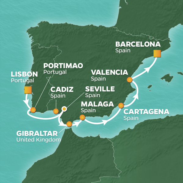 2024 Iberian Peninsula Golf Cruise Map