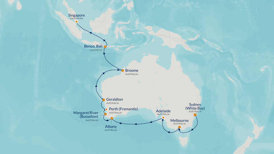 2026  
						AUSTRALIA & BALI GOLF CRUISE Map