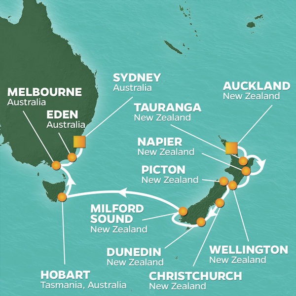 2025 NEW ZEALAND &
AUSTRALIA GOLF CRUISE Map